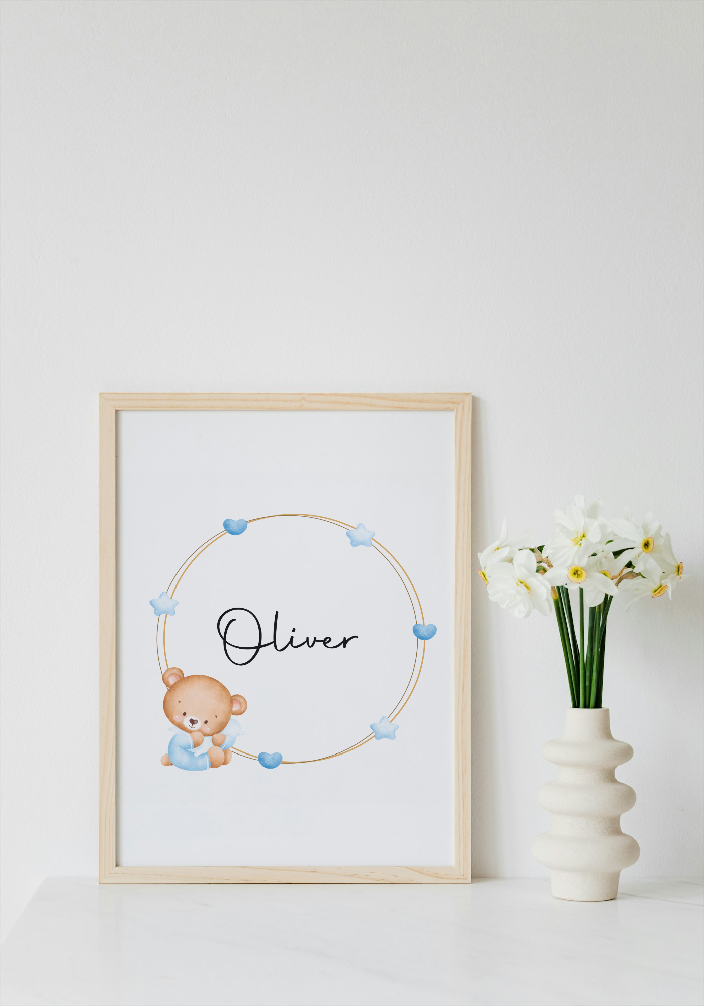 Blue bear name a4 print