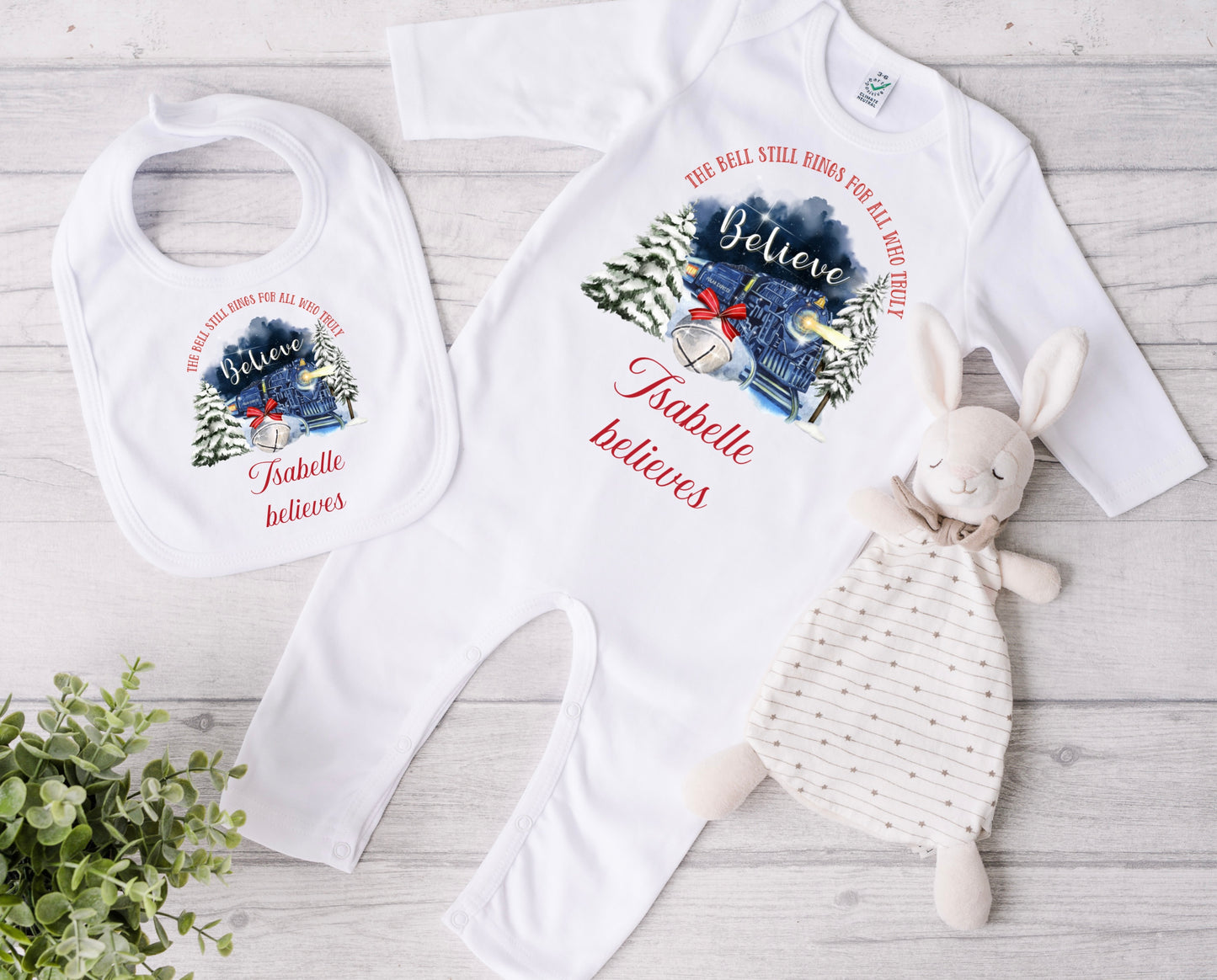 Polar express - babygrow and bib