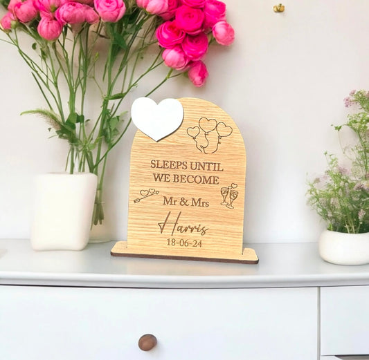 Wedding heart veneer oak countdown - dry wipe