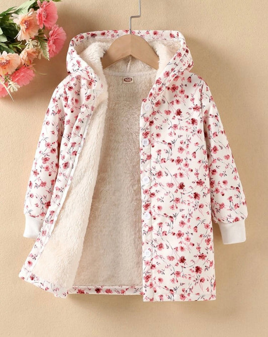 Embroidered cream flower coat