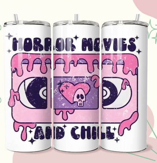 20oz horror movie and chill tumbler