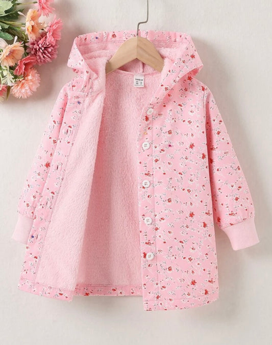 Embroidered pink flower coat