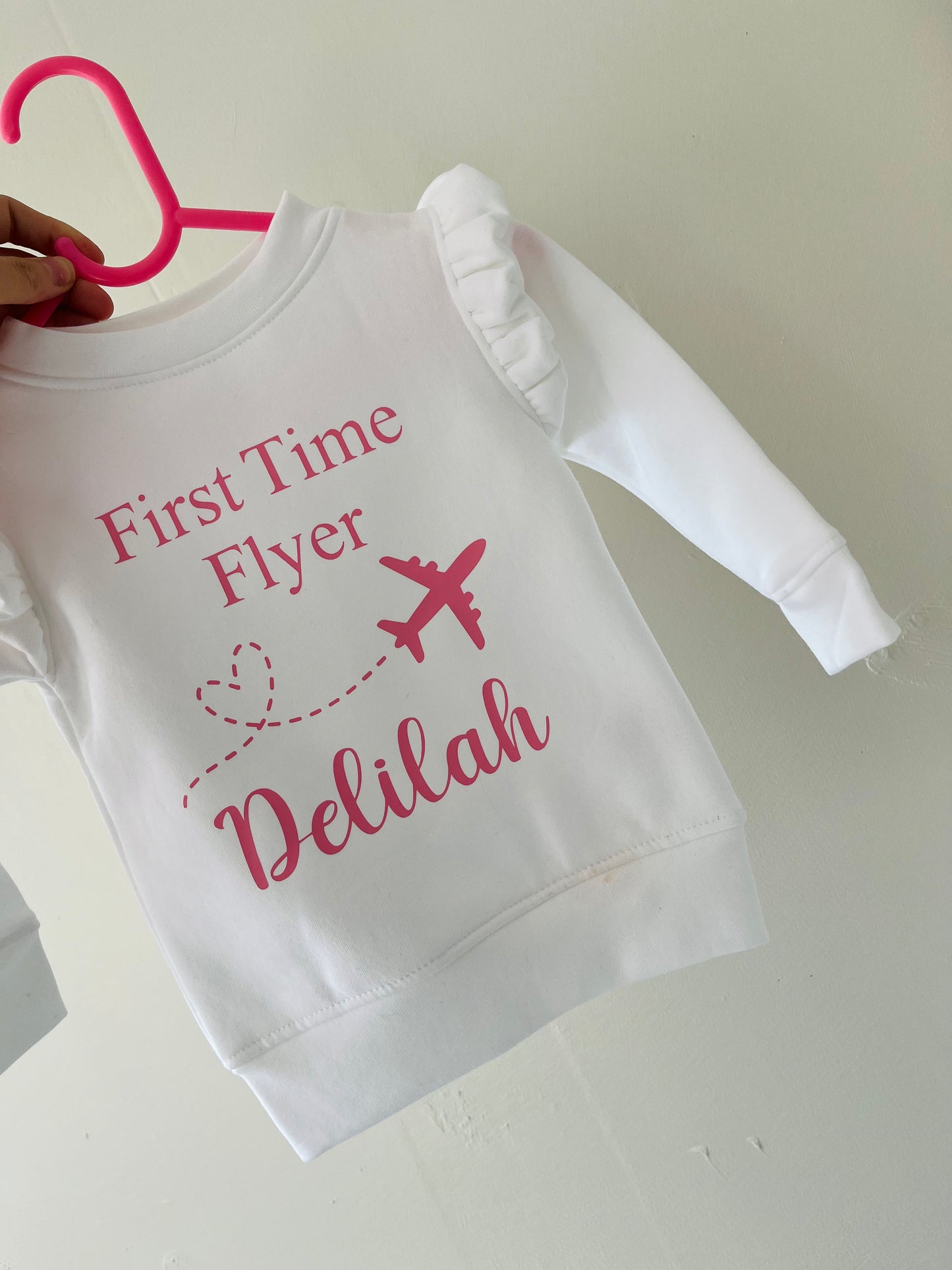 First time flyer sweatshirt frilly sleeved