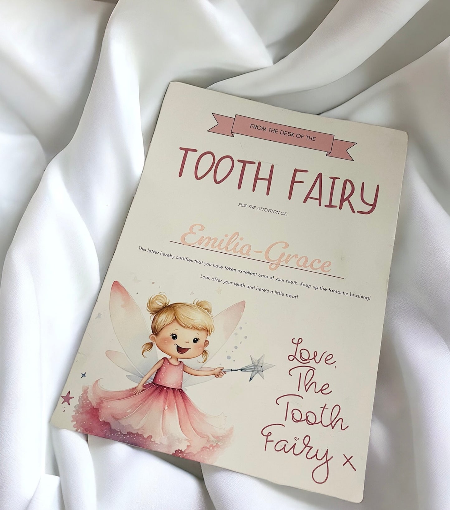 Tooth fairy letter - blue or pink