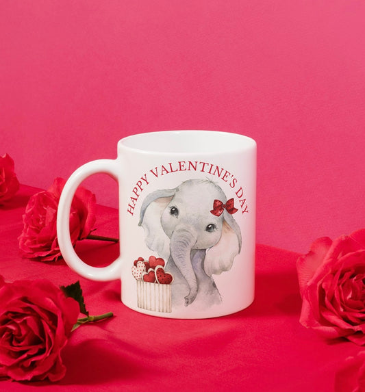 Elephant valentines mug