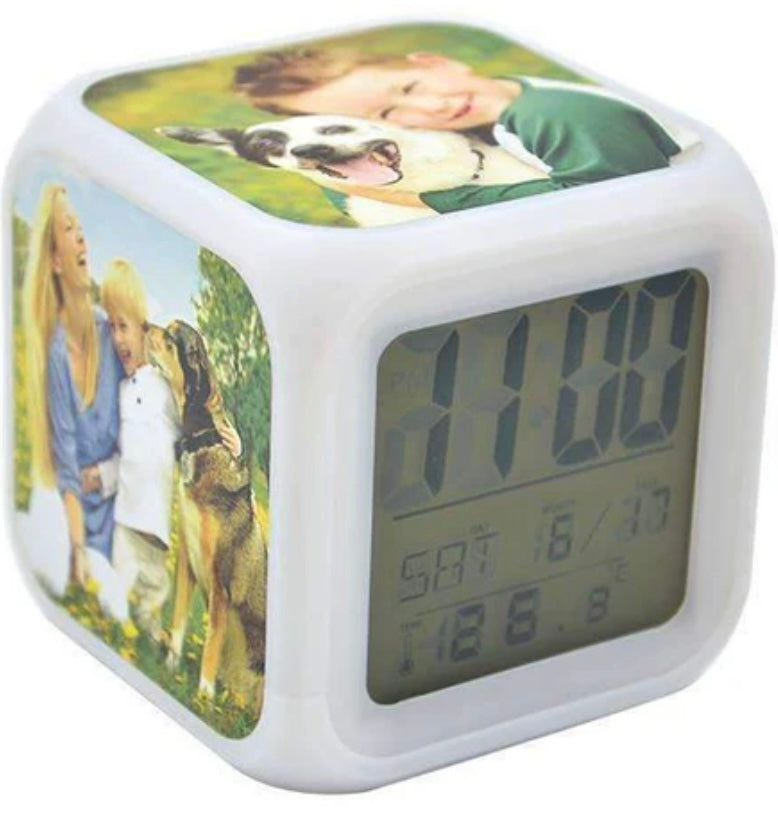 Glow in the dark photo alarm clock