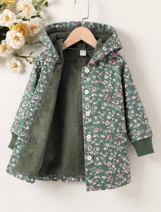 Embroidered sage flower coat