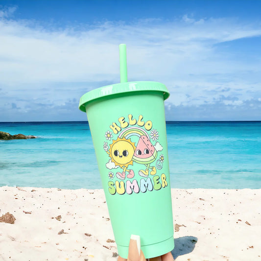 Hello summer green cold cup