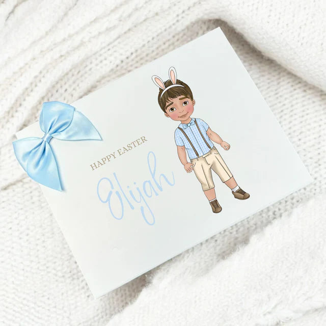 Easter blue gingham boy magnetic gift box