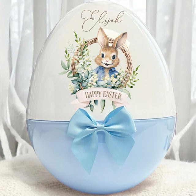 Blue and white rabbit XL 14" egg