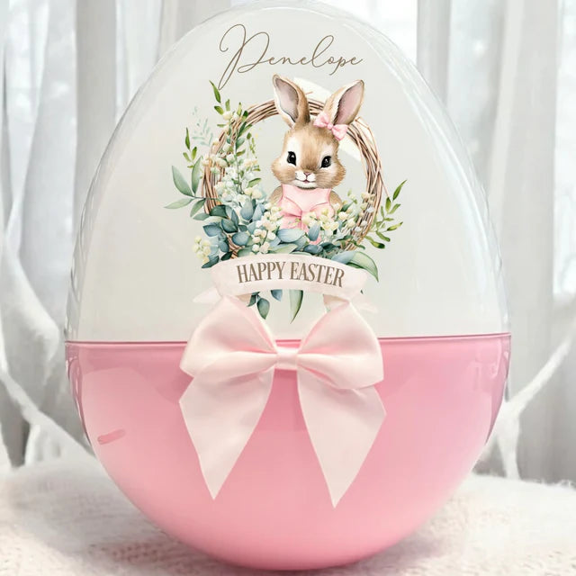 Pink and white rabbit XL 14" egg