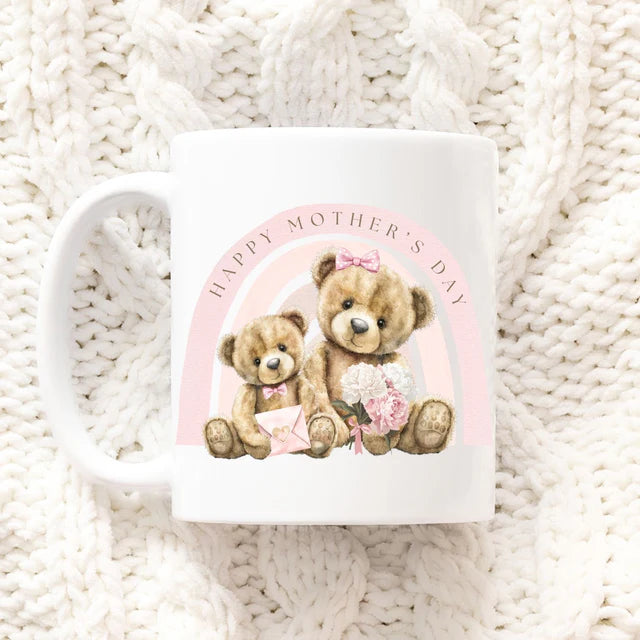 Pink Mother's Day rainbow bear mug