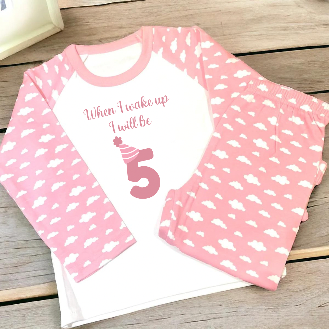 Pink Cloud Birthday Pyjamas Ages 1-10