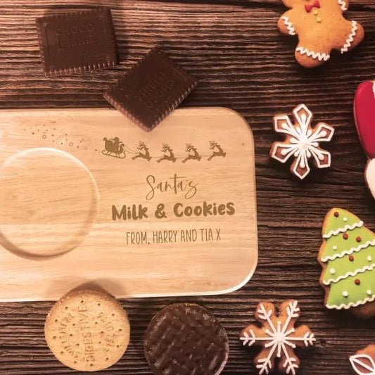 Christmas biscuit board milk and cookies