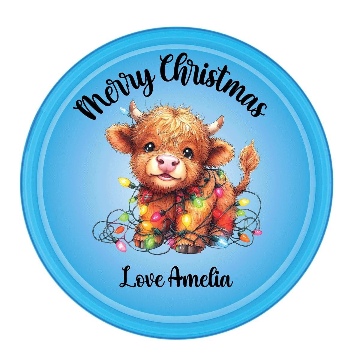 Sweet tub sticker - highland cow blue