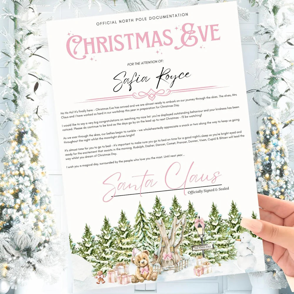 Christmas Eve letter pink