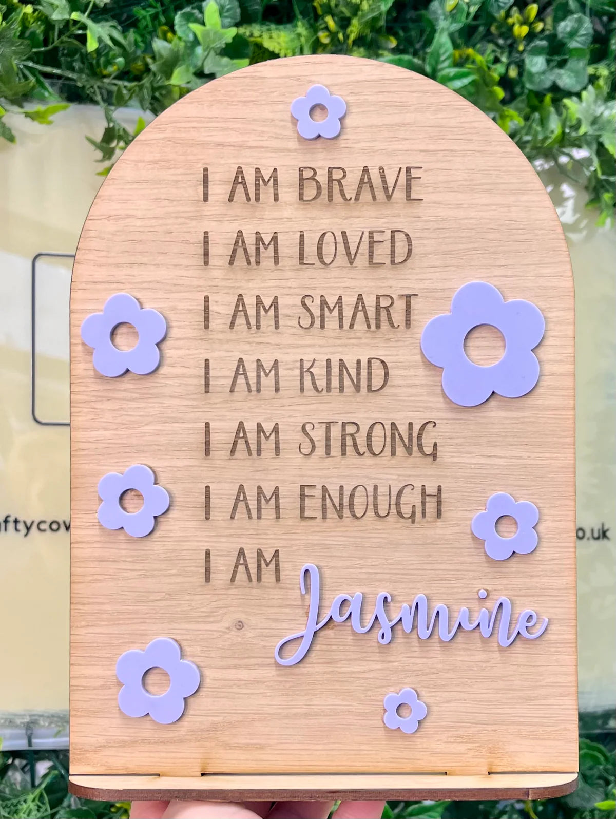 Engraved daisy affirmation board