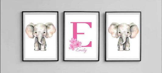 Set of three elephant prints