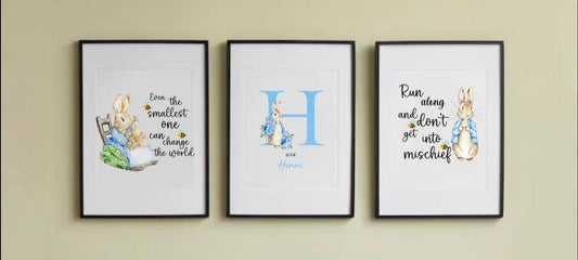 Peter rabbit set of 3 prints