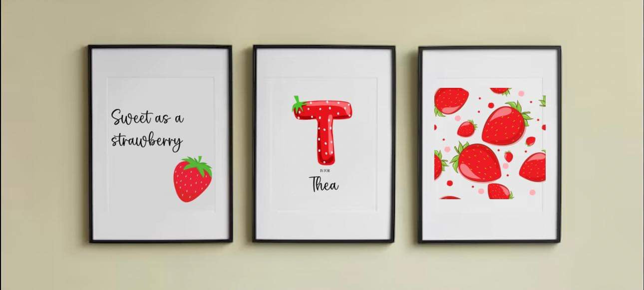 Strawberry prints pack of 3