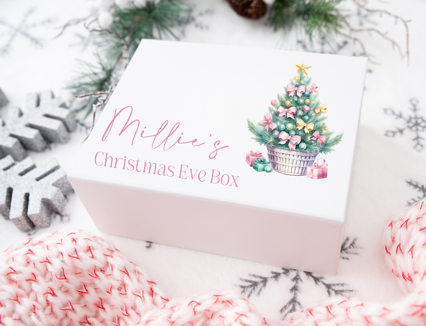 Pastel tree Christmas Eve gift box