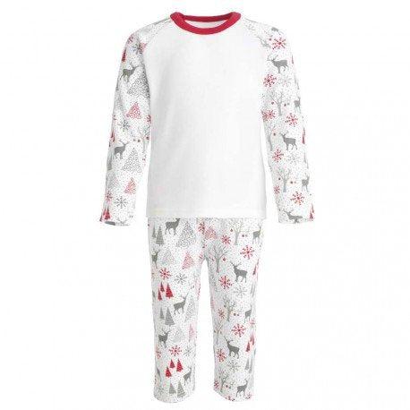 Grey and Red Reindeer Print Pyjama Set Kids