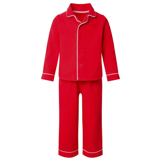 Embroidered Kids Classic Long Sleeve Pyjama Set in Red