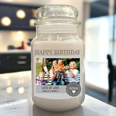 Large photo candle - birthday