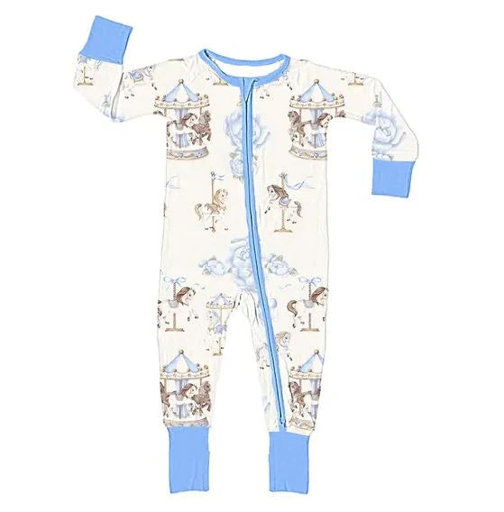 Carousel embroidered pyjamas - blue