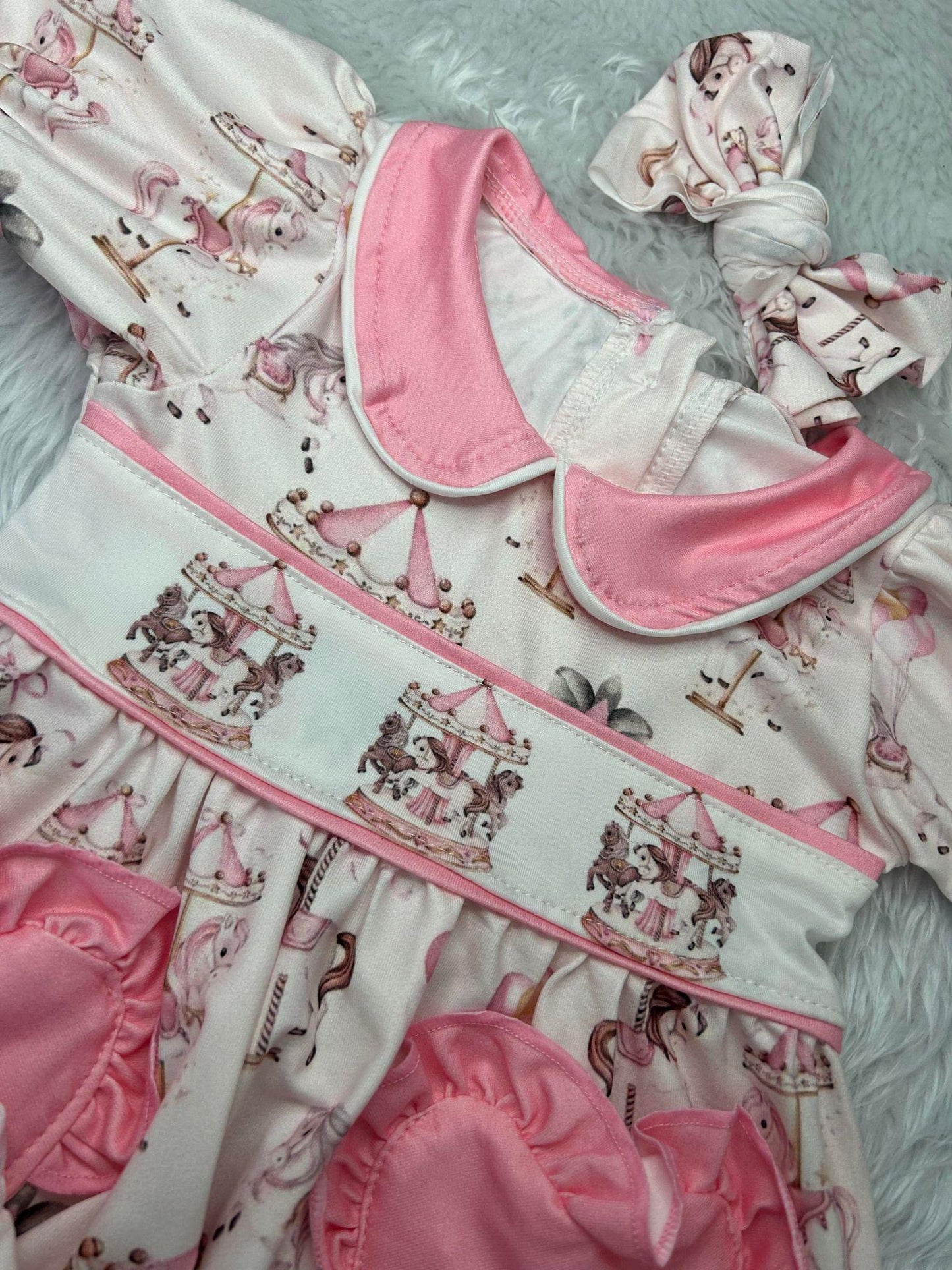 Carousel embroidered pyjamas - pink