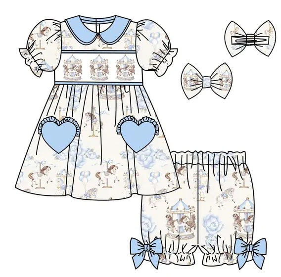 Carousel embroidered pyjamas - blue