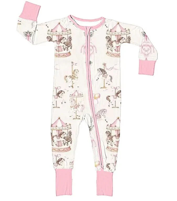 Carousel embroidered pyjamas - pink