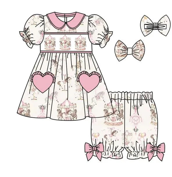 Carousel embroidered pyjamas - pink