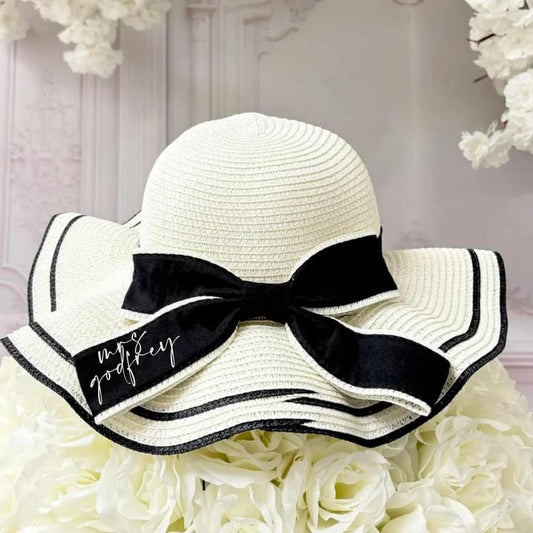 Adult straw floppy bow hat