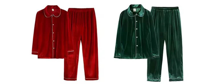 Red adult velour pyjamas - woman and men's