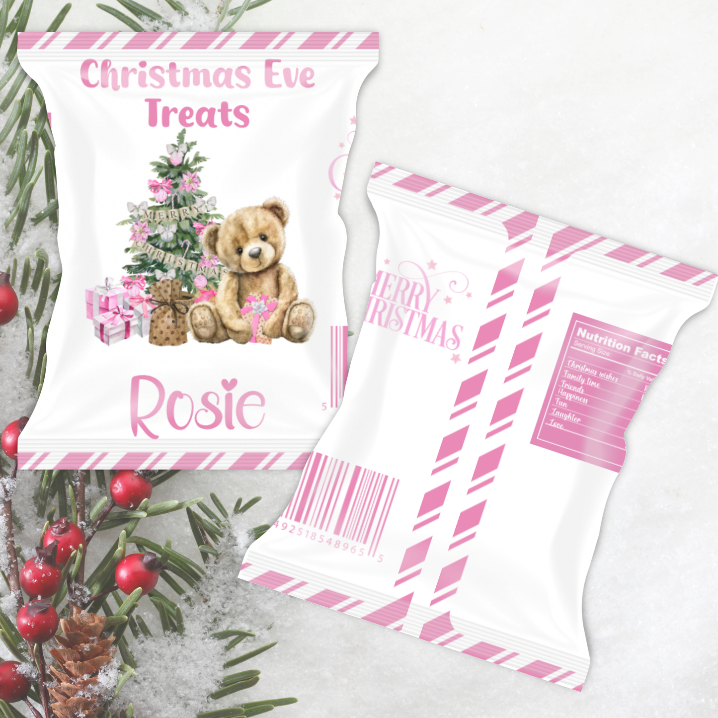 Christmas treat bag - pink bear