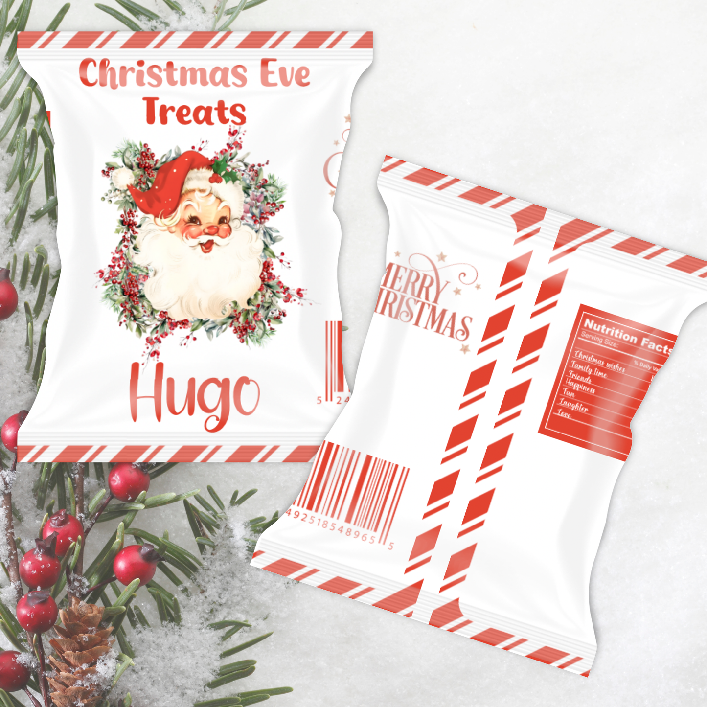 Christmas treat bag - red Santa wreath