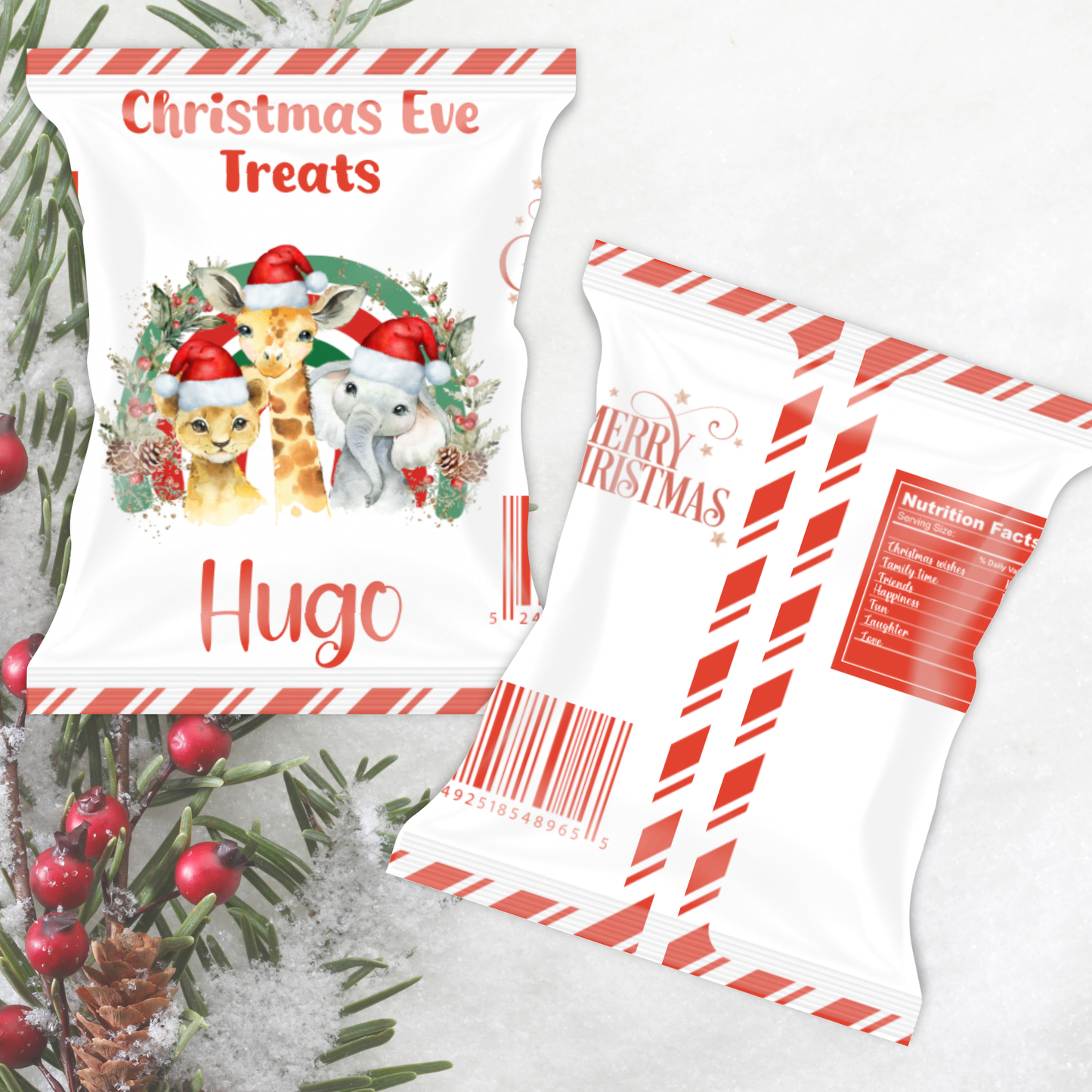 Christmas treat bag - red animals 2