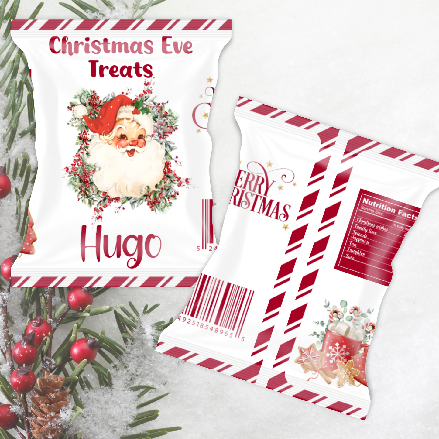 Christmas treat bag - red Santa wreath