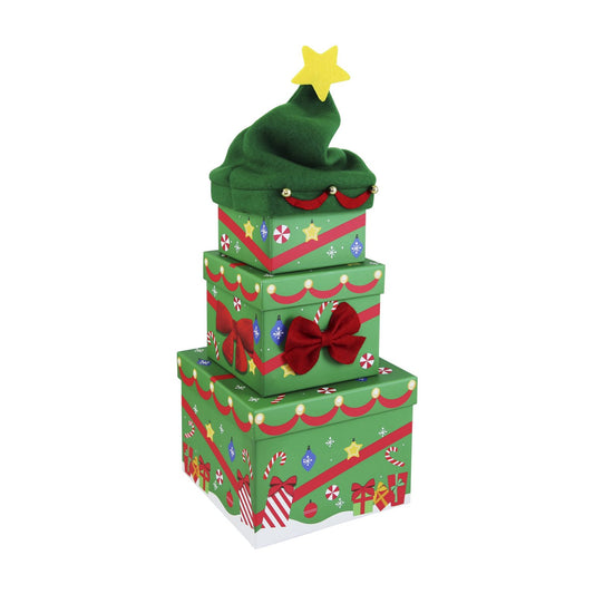 Christmas stacking boxes - Plush Xmas Trees