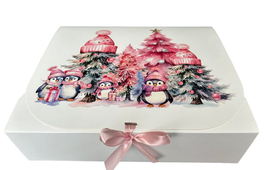 Christmas box - Pink penguins