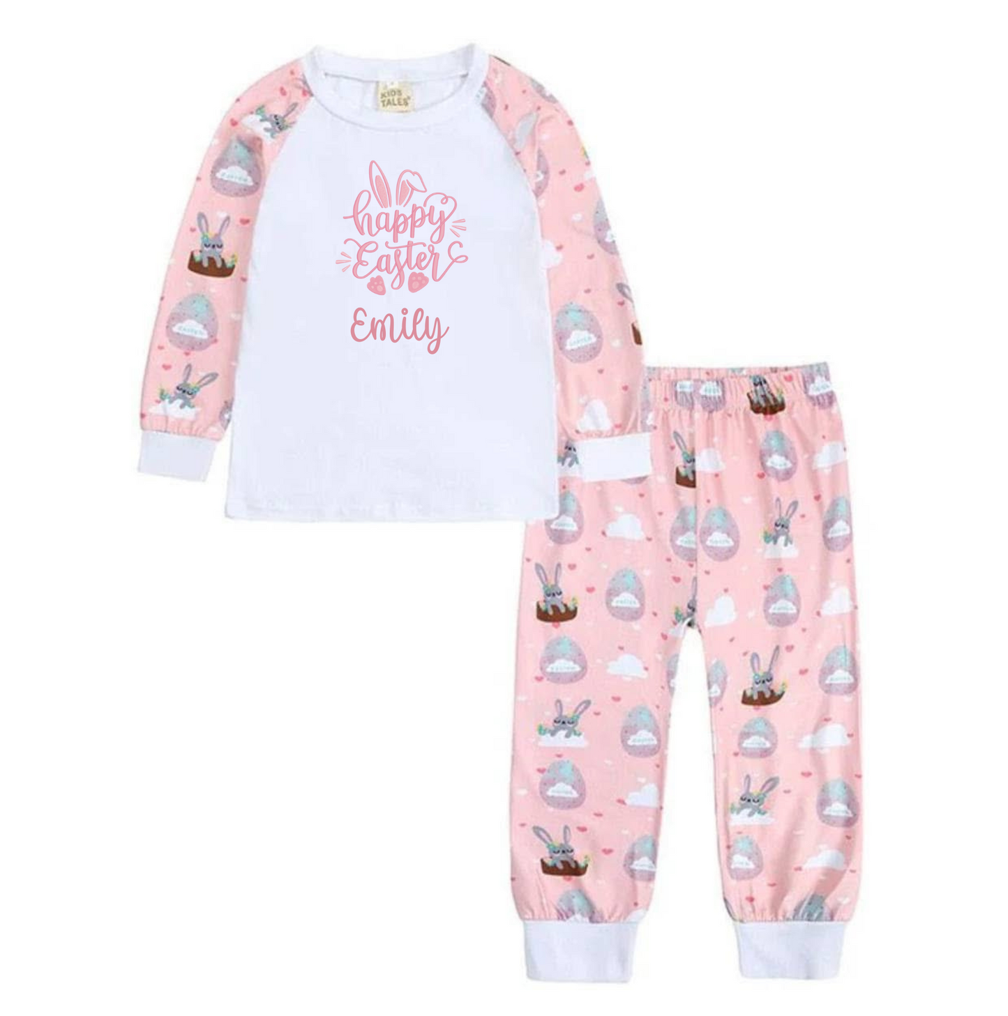 Embroidered Easter pink pyjamas - bunny