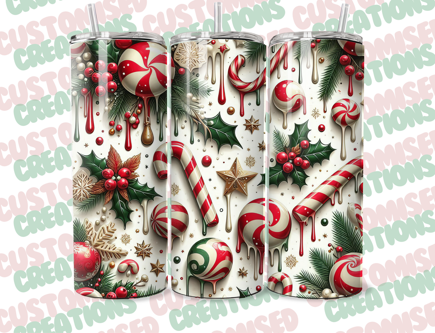 20oz Christmas candycane lane tumbler