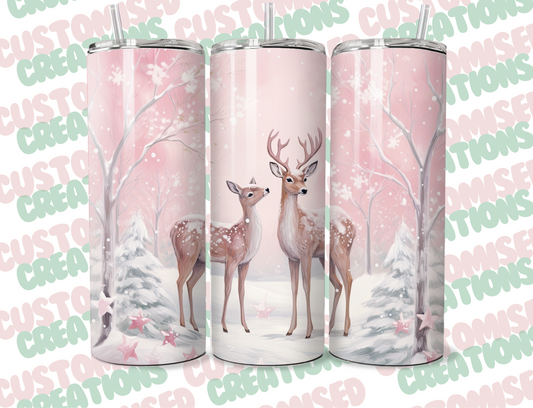 20oz Christmas pink deer tumbler