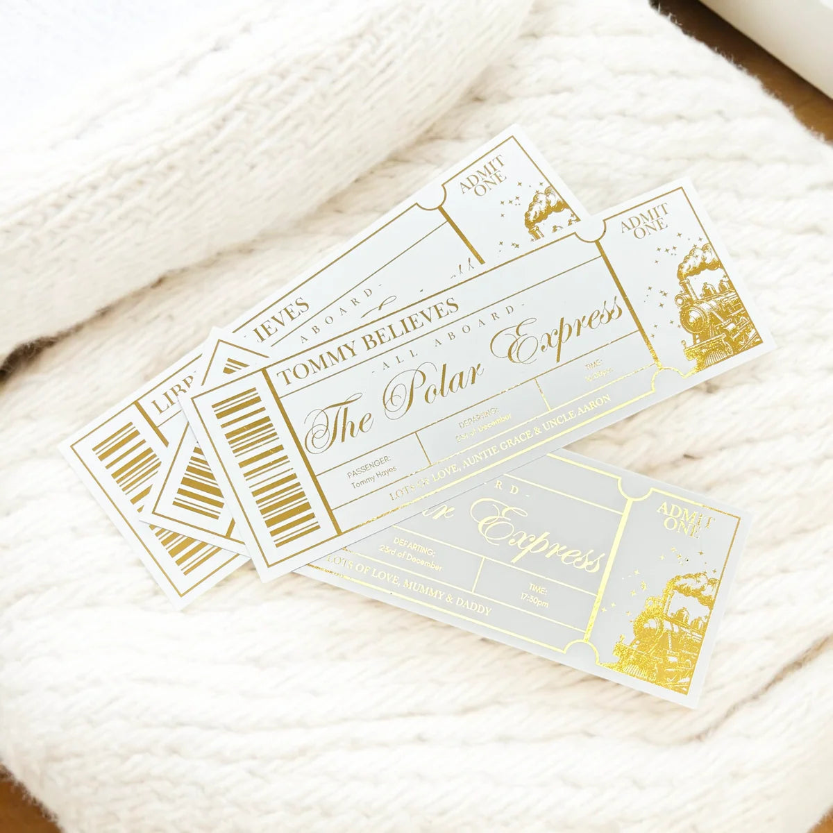 Polar express gold foil ticket