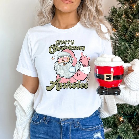 Merry Christmas assholes adult tshirt