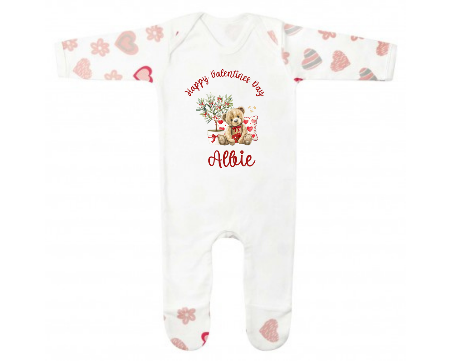 Valentines babygrow - bear