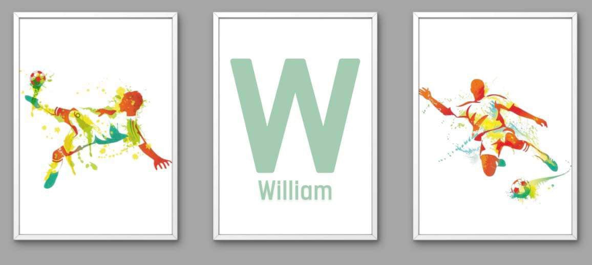 Football set of 3 prints