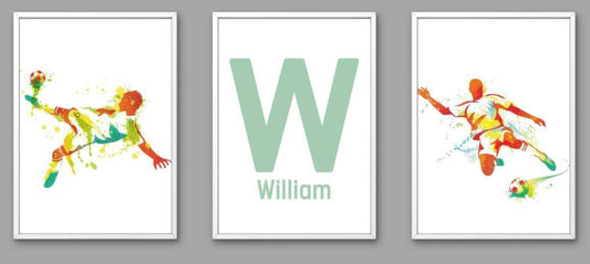 Football set of 3 prints