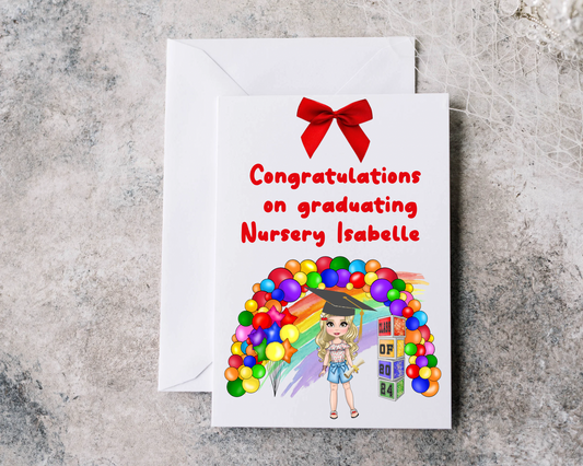 Bright rainbow nursery graduation card style 2